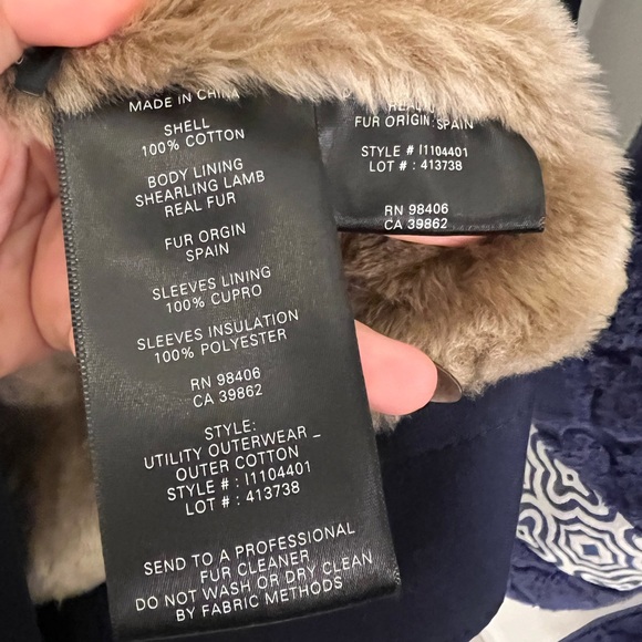 NWT!!! Theory utility outerwear navy ocean REAL shearling lamb fur - Picture 8 of 13